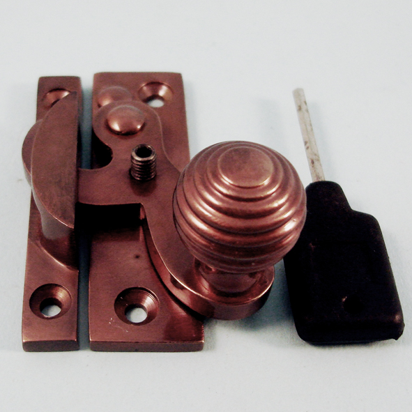 THD113L/BRO • Locking • Bronze • Locking Clo Reeded Knob Sash Fastener